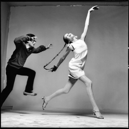 Avedon and Verushka, on white seamless